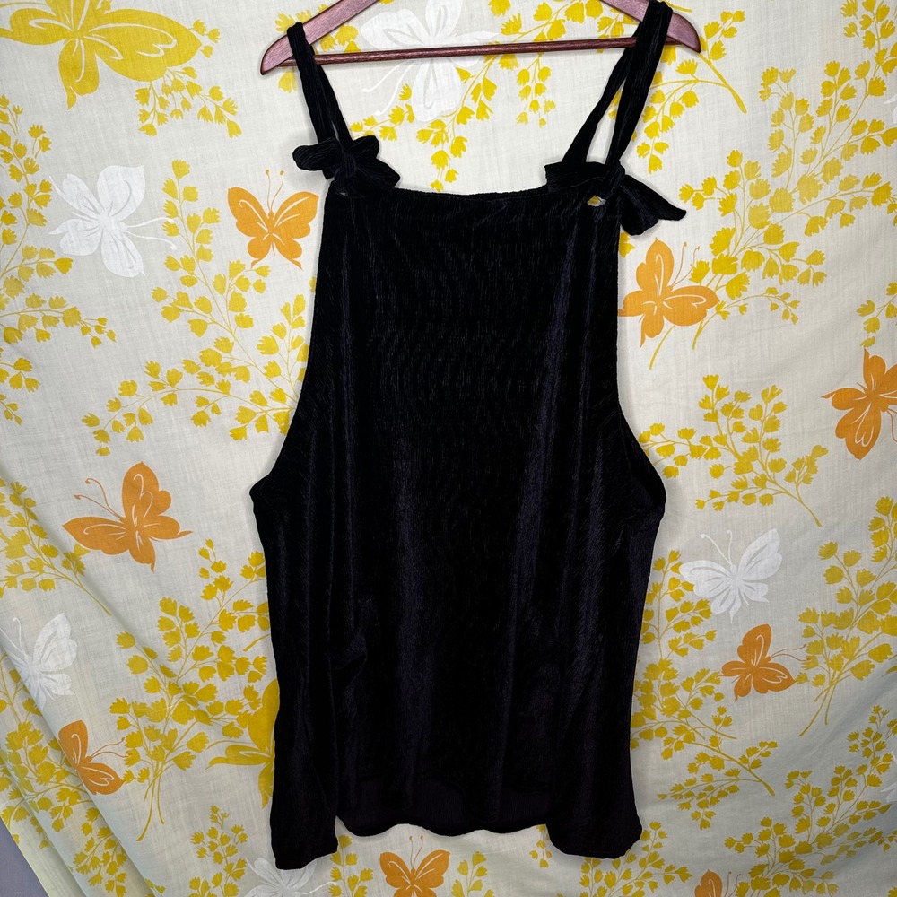 Arula Black Textured Velvet Tie Strap Tank Top Pinafore Dress Size B Whimsygoth